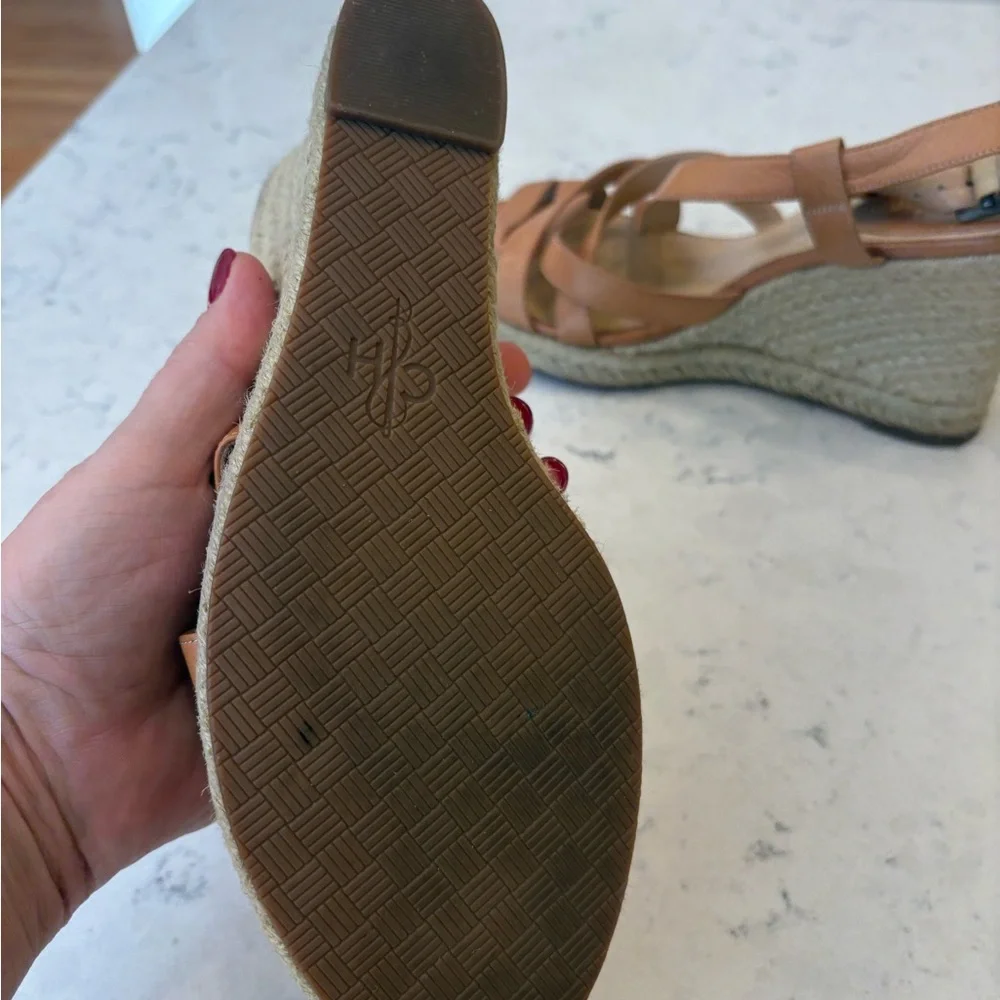Cole Haan Tan Leather Wedge Sandals, sz 8.5